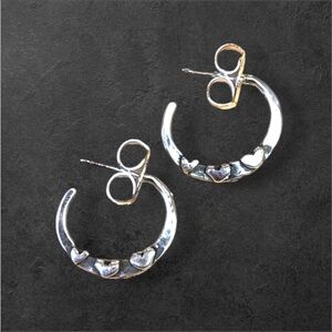 Jes MaHarry Stars & Hearts Delicate Sterling Silver Hoops Posts Organic Earrings
